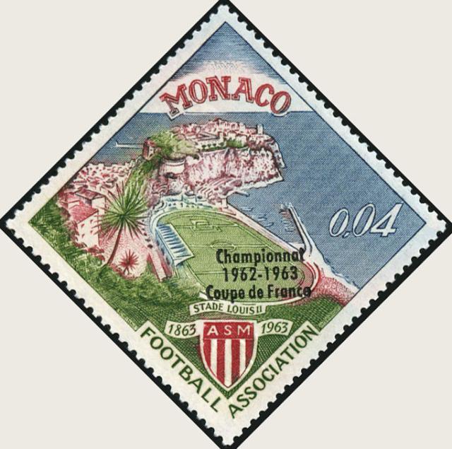 Monaco_1963_Yvert_623-Scott_556_Louis_II_Stadium_with_overprint_b_IS