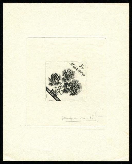 Monaco_1959_Yvert_515a-Scott_439_unadopted_3f_Princesse_Grace_Carnation_black_a_AP