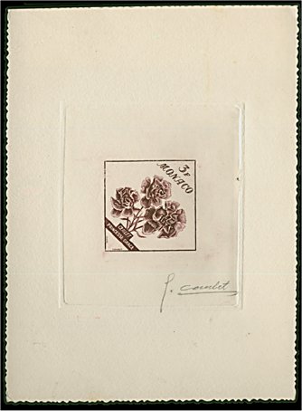 Monaco_1959_Yvert_515a-Scott_439_unadopted_3f_Princesse_Grace_Carnation_dark-brown_b_AP