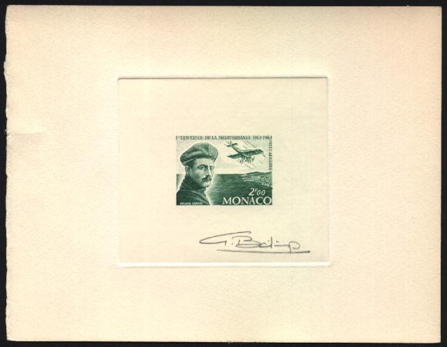 Monaco_1963_Yvert_PA81a-Scott_C63_unadopted_F_Roland_Garros_etat_green_a_AP