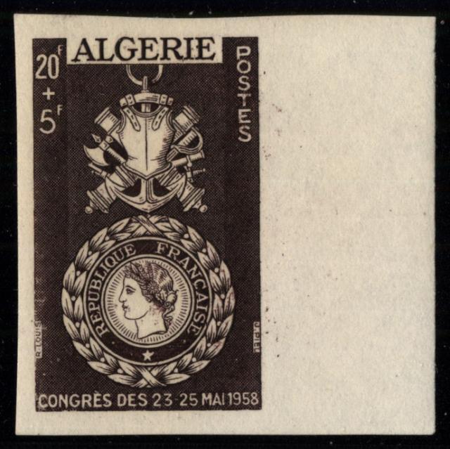 Algeria_1952_Yvert_296a-Scott_B65_unadopted_20f_+_5f_Medaille_militaire_m_ESS