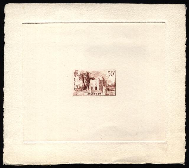 Algeria_1955_Yvert_327a-Scott_263_unadopted_50f_Mosquee_and_Oasis_brown_AP