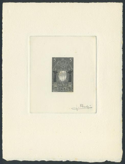 Monaco_1954_Yvert_411a-Scott_318_unissued_in_TD_armoirie_black_f_AP