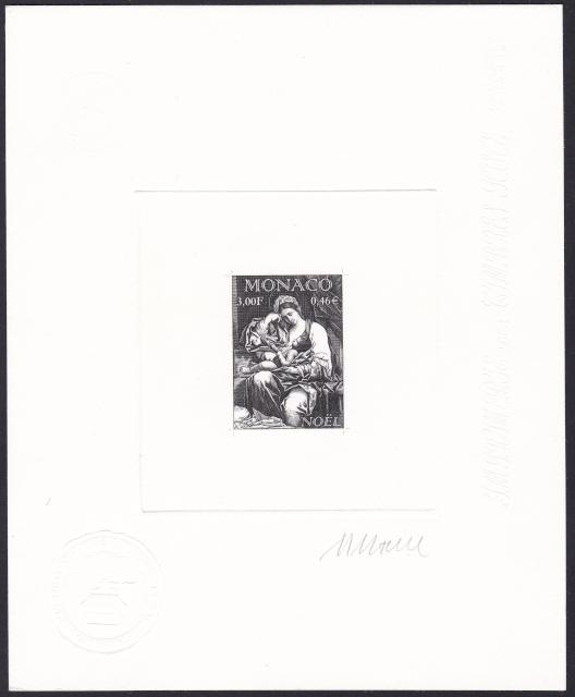 Monaco_1999_Yvert_2226a-Scott_2143_unadopted_Madonna_with_Child_positive_black_AP