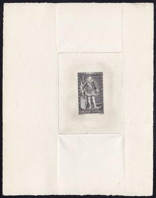 Monaco_1942_Yvert_235a-Scott_B62_unadopted_engraving_Charles_II_black_b_AP