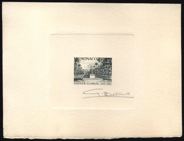 Monaco_1966_Yvert_693a-Scott_634_unadopted_Charles_III_Monument_etat_dark-green_aa_AP