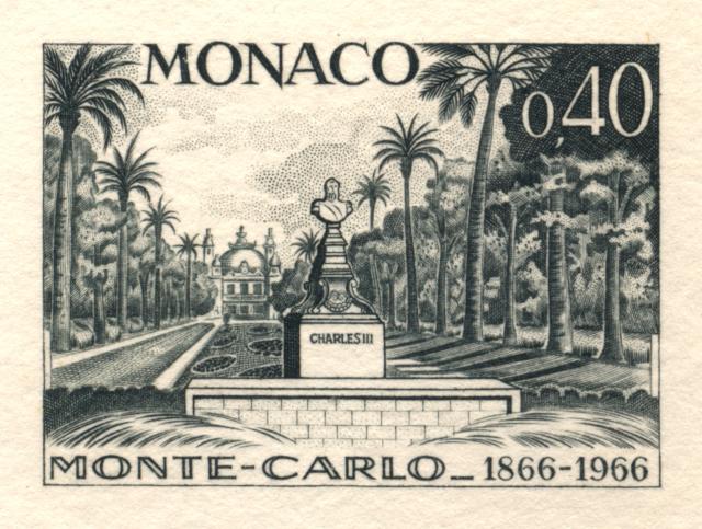 Monaco_1966_Yvert_693a-Scott_634_unadopted_Charles_III_Monument_etat_dark-green_aa_AP_detail