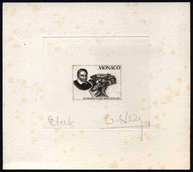 Monaco_1976_Yvert_1067a-Scott_1038_unadopted_St_Vincent-de-Paul_1er_etat_black_c_AP