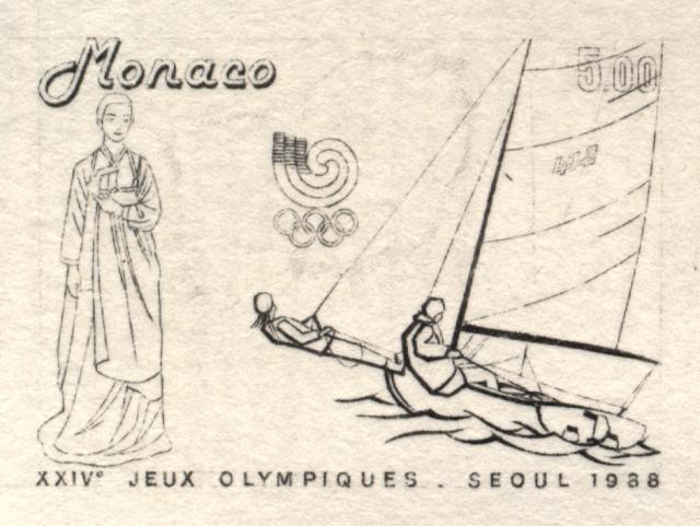 Monaco_1988_Yvert_1647a-Scott_1640c_unadopted_Olympic_Games_Sailing_1er_etat_black_AP_detail_a