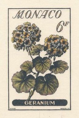 Monaco_1959_Yvert_518a-Scott_442_unadopted_6f_Geranium_hand-multicolor_ab_AP_detail