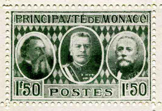 Monaco_1928_Yvert_112a-Scott_112_unissued_in_typo_International_Philatelic_Expo_dark-green_c_typo_AP_detail