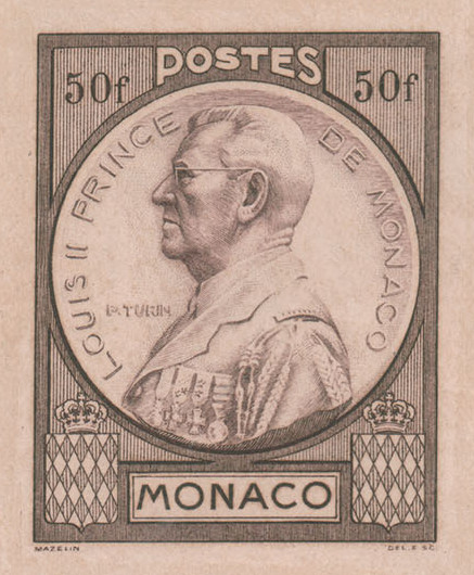 Monaco_1946_Yvert_285-Scott_196_sepia_1604_detail