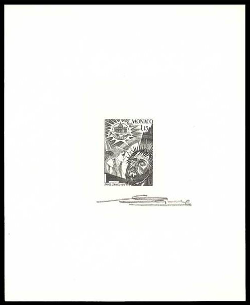 Monaco_1975_Yvert_1015a-Scott_973_unadopted_Holy_Year_black_ab_AP