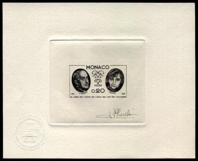 Monaco_1976_Yvert_1044a-Scott_1010_unadopted_Maurois_and_Colette_black_e_AP