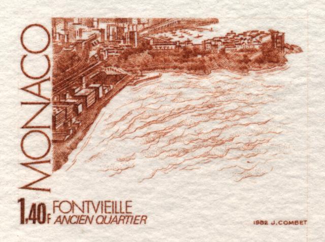 Monaco_1982_Yvert_1324a-Scott_1331_unadopted_Fontvieille_brown-orange_a_AP_detail