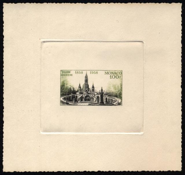 Monaco_1958_Yvert_PA69a-Scott_C51_unadopted_Lourdes_black_+_olive-green_AP