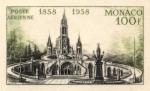 Monaco_1958_Yvert_PA69a-Scott_C51_unadopted_Lourdes_black_+_olive-green_AP_detail