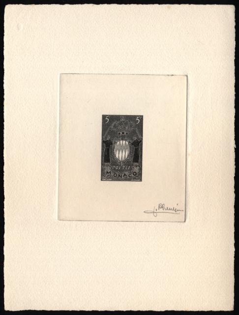 Monaco_1954_Yvert_411a-Scott_318_unissued_in_TD_armoirie_sepia_d_AP