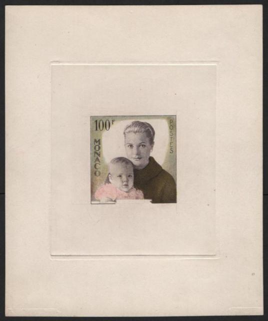 Monaco_1958_Yvert_489a-Scott_409_unadopted_Grace_and_Caroline_3eme_etat_hand_multicolor_ab_AP