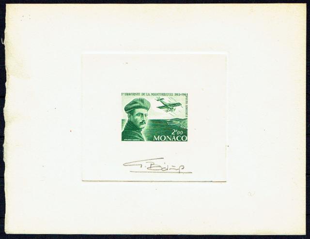 Monaco_1963_Yvert_PA81a-Scott_C63_unadopted_F_Roland_Garros_etat_green_bc_AP
