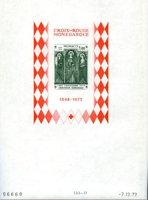 Monaco_1972_Yvert_BF7a-Scott_864_unadopted_Dolceaqua_Red_Cross_dark-green_cb_ESS