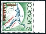 Monaco_1960_Yvert_522A-Scott_5f_football_red_overprint_l_US