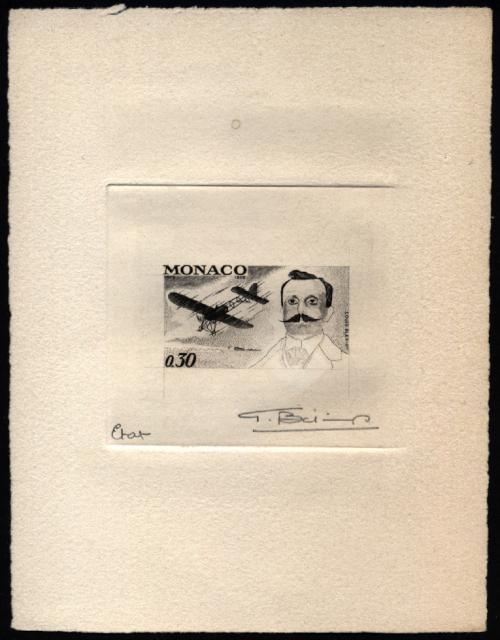 Monaco_1972_Yvert_910a-Scott_852_unadopted_Louis_Bleriot_1er_etat_black_AP