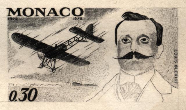 Monaco_1972_Yvert_910a-Scott_852_unadopted_Louis_Bleriot_1er_etat_black_AP_detail_a