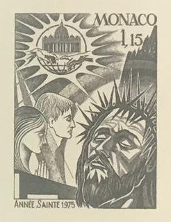 Monaco_1975_Yvert_1015a-Scott_973_unadopted_Holy_Year_black_bb_AP_detail