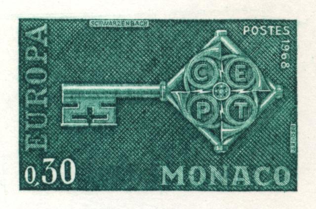 Monaco_1968_Yvert_749a-Scott_689_unadopted_Europa_green_ba_AP_detail