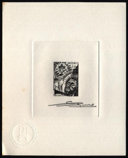 Monaco_1975_Yvert_1015a-Scott_973_unadopted_Holy_Year_black_ba_AP