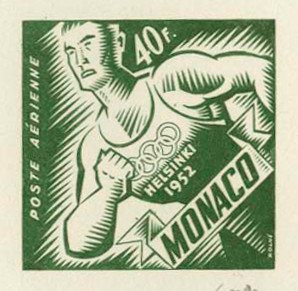 Monaco_1953_Yvert_PA51-Scott_C36_dark-olive-green_detail