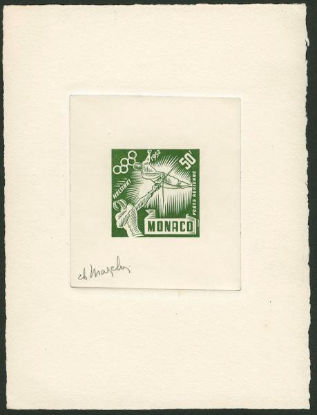 Monaco_1953_Yvert_PA52-Scott_C37_dark-olive-green