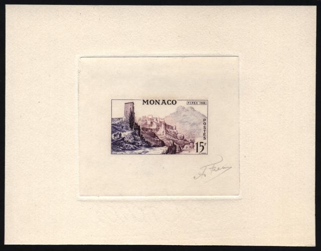 Monaco_1956_Yvert_448a-Scott_358_unadopted_Monaco_Palace_violet_+_lilac_aa_AP