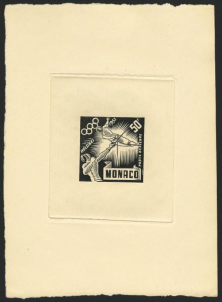 Monaco_1953_Yvert_PA52-Scott_C37_black