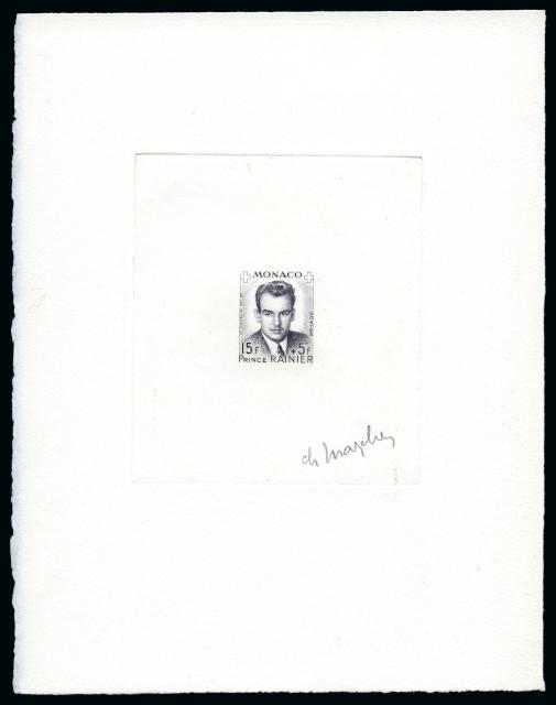 Monaco_1949_Yvert_335Ab-Scott_B97_unadopted_Rainier_III_Red_Cross_2eme_etat_sepia_e_AP