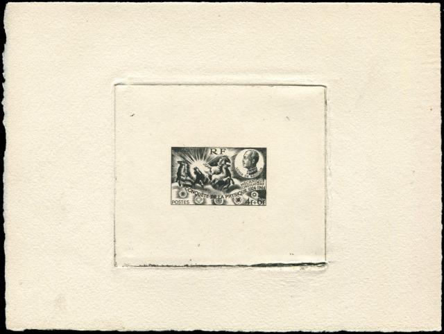 France_1944_Yvert_617b-Scott_B184_unadopted_4f_+_6f_Louis_de_Broglie_RF_black_m_AP