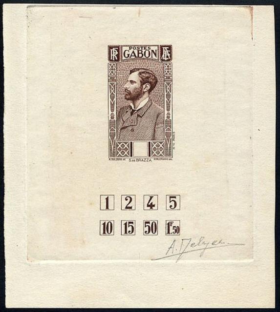 Gabon_1932_Yvert_133a-Scott_unissued_in_TD_de_Brazza_etat_dark-brown_ab_AP