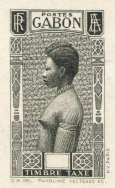 Gabon_1932_Yvert_Taxe_23a-Scott_unissued_ruled_ground_native_woman_2eme_etat_black_b_AP_detail