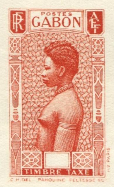 Gabon_1932_Yvert_Taxe_23a-Scott_unissued_ruled_ground_native_woman_2eme_etat_red-orange_AP_detail