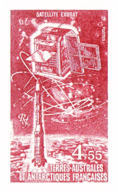 FSAT_1980_Yvert-Scott_unissued_4f55_unadopted_Satellite_Exosat_red_ab_AP_detail