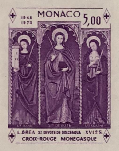 Monaco_1972_Yvert_BF7a-Scott_864_unadopted_Dolceaqua_Red_Cross_violet_eb_ESS_detail