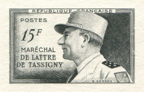 France_1952_Yvert_920a-Scott_675a_unadopted_Marechal_de_Lattre_Type_I-b_black_h_AP_detail