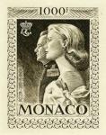 Monaco_1959_Yvert_PA72b-Scott_C55_unadopted_1000f_Grace_et_Rainier_III_maigre_black_g_AP_detail
