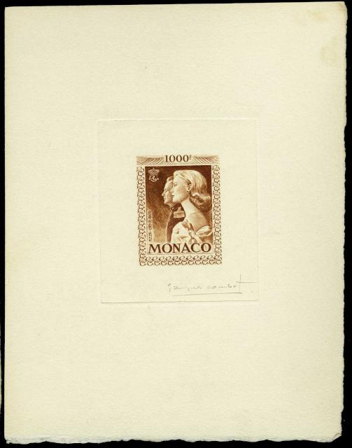Monaco_1959_Yvert_PA72b-Scott_C55_unadopted_1000f_Grace_et_Rainier_III_maigre_brown-orange_b_AP
