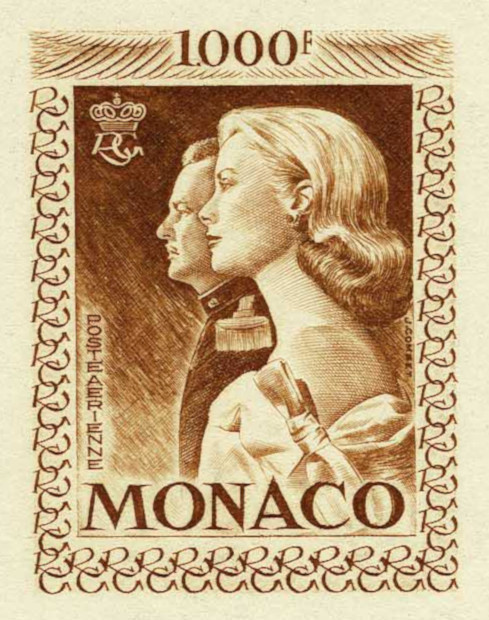 Monaco_1959_Yvert_PA72b-Scott_C55_unadopted_1000f_Grace_et_Rainier_III_maigre_brown-orange_b_AP_detail
