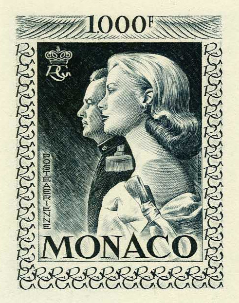 Monaco_1959_Yvert_PA72b-Scott_C55_unadopted_1000f_Grace_et_Rainier_III_maigre_dark-blue-grey_c_AP_detail