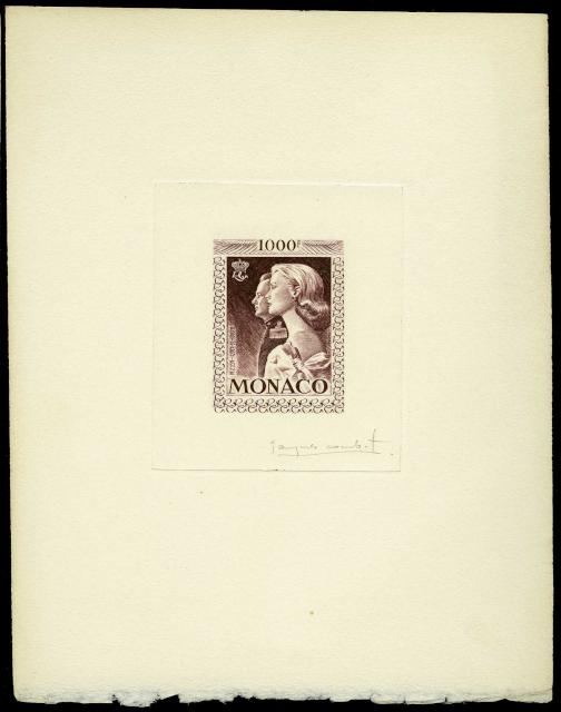 Monaco_1959_Yvert_PA72b-Scott_C55_unadopted_1000f_Grace_et_Rainier_III_maigre_dark-brown_b_AP