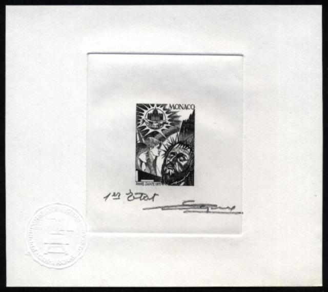 Monaco_1975_Yvert_1015a-Scott_973_unadopted_Holy_Year_1er_etat_black_a_AP