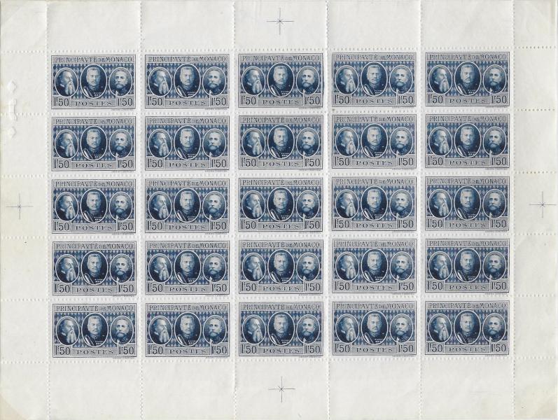 Monaco_1928_Yvert_112-Scott_102_full_sheet